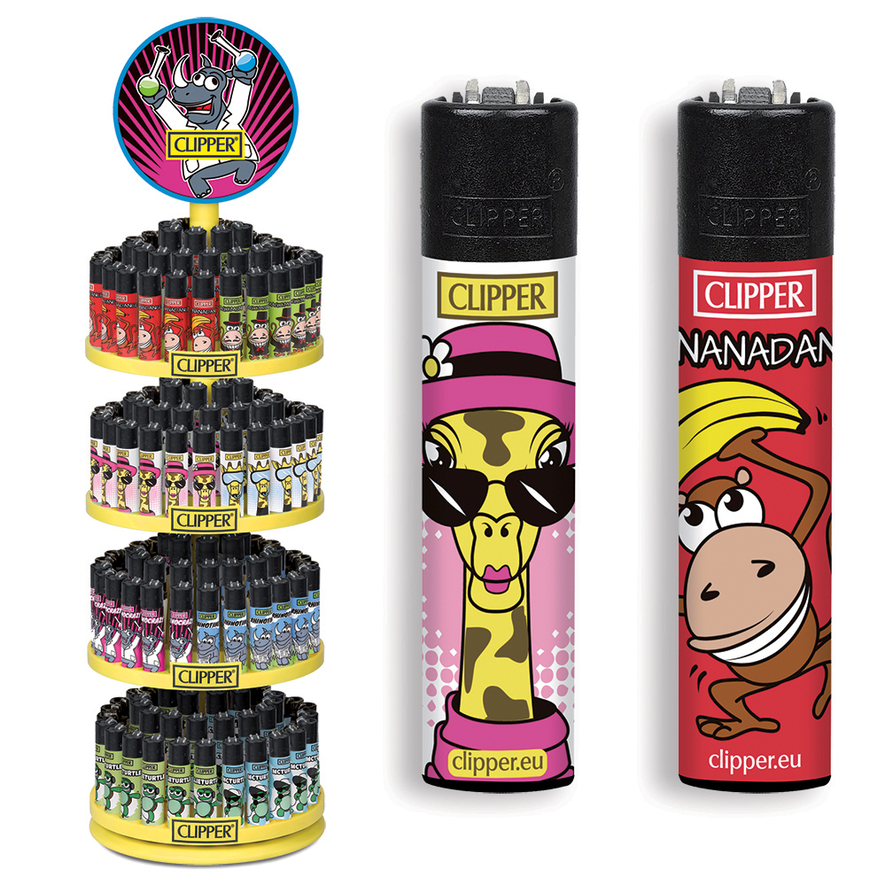 Accendino Clipper Large 3D Animals Expo Girevole x 192pz Accendino Clipper Large 3D Animals Expo Girevole x 192pz