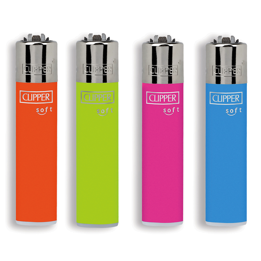 Accendino Clipper Large Soft Touch Fluo x 48pz