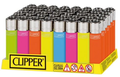 Accendino Clipper Large Solid Fluo Mix x 48pz