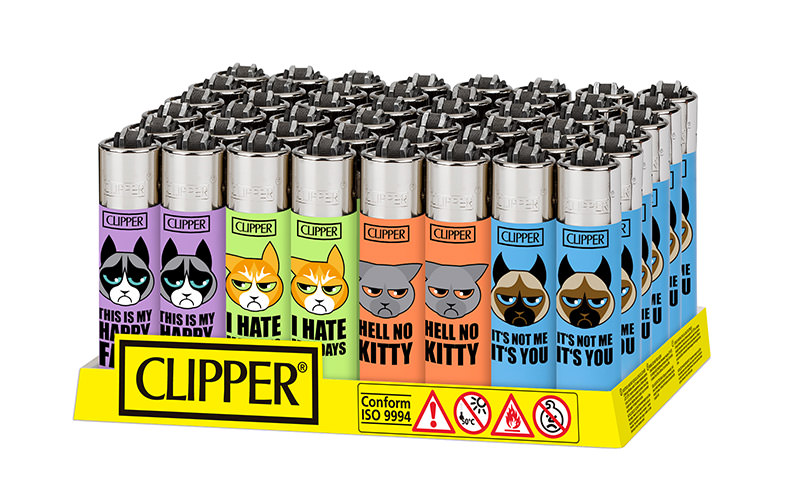 Accendino Clipper Large Angry Cats F x 48pz