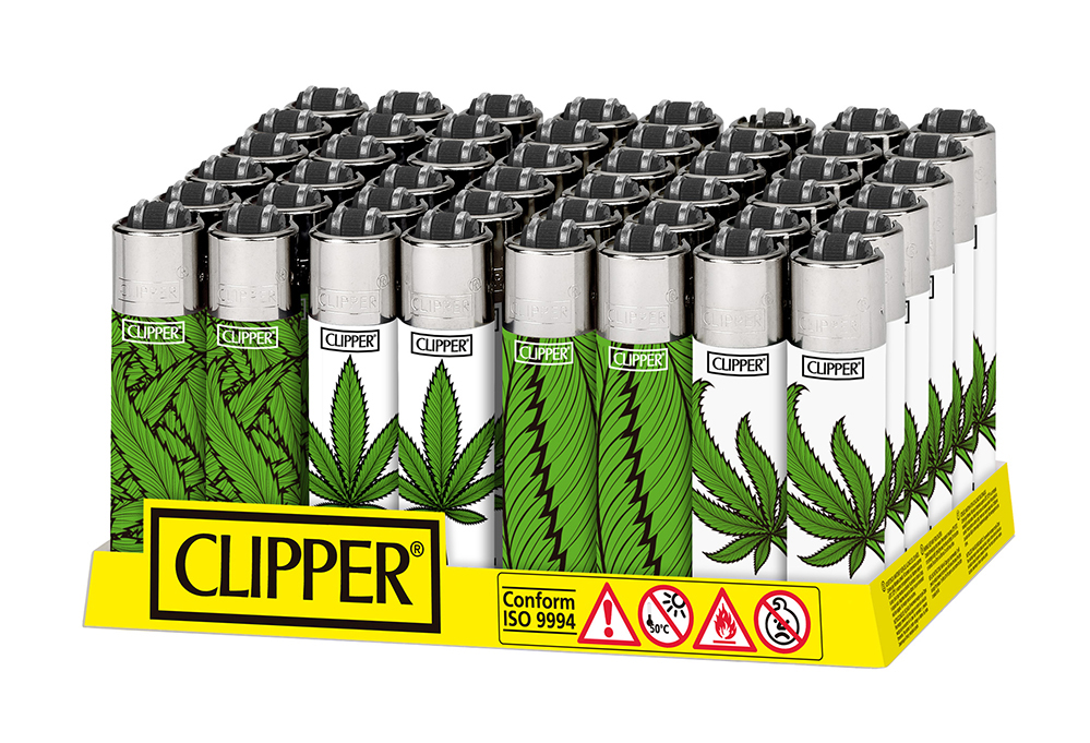 Accendino Clipper Micro Green Weed x 48pz