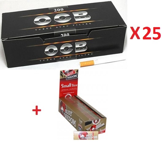 Tubetti OCB Neri 25 x 200pz + 1 box Cartina Enjoy Gold x 66pz Tubetti OCB Neri 25 x 200pz + 1 box Cartina Enjoy Gold x 66pz