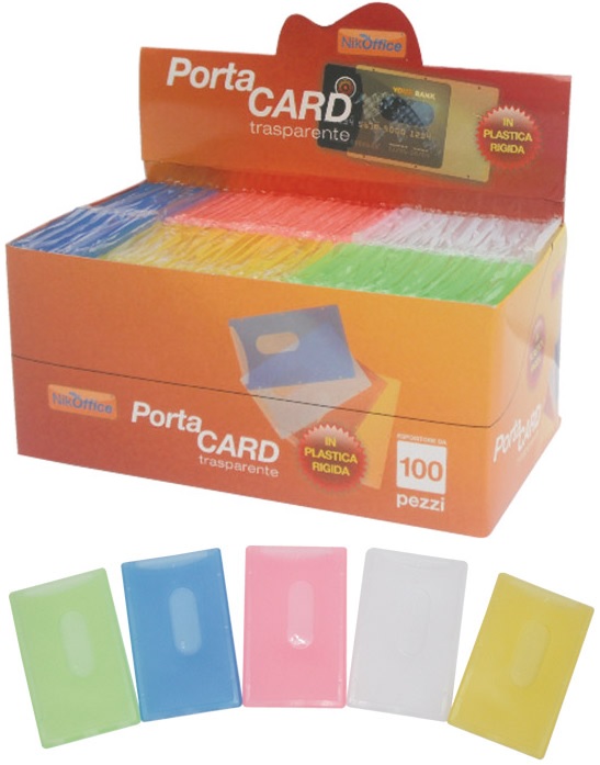 Portacard Singolo in Plastica Rigida Colorato NikOffice x 100pz
