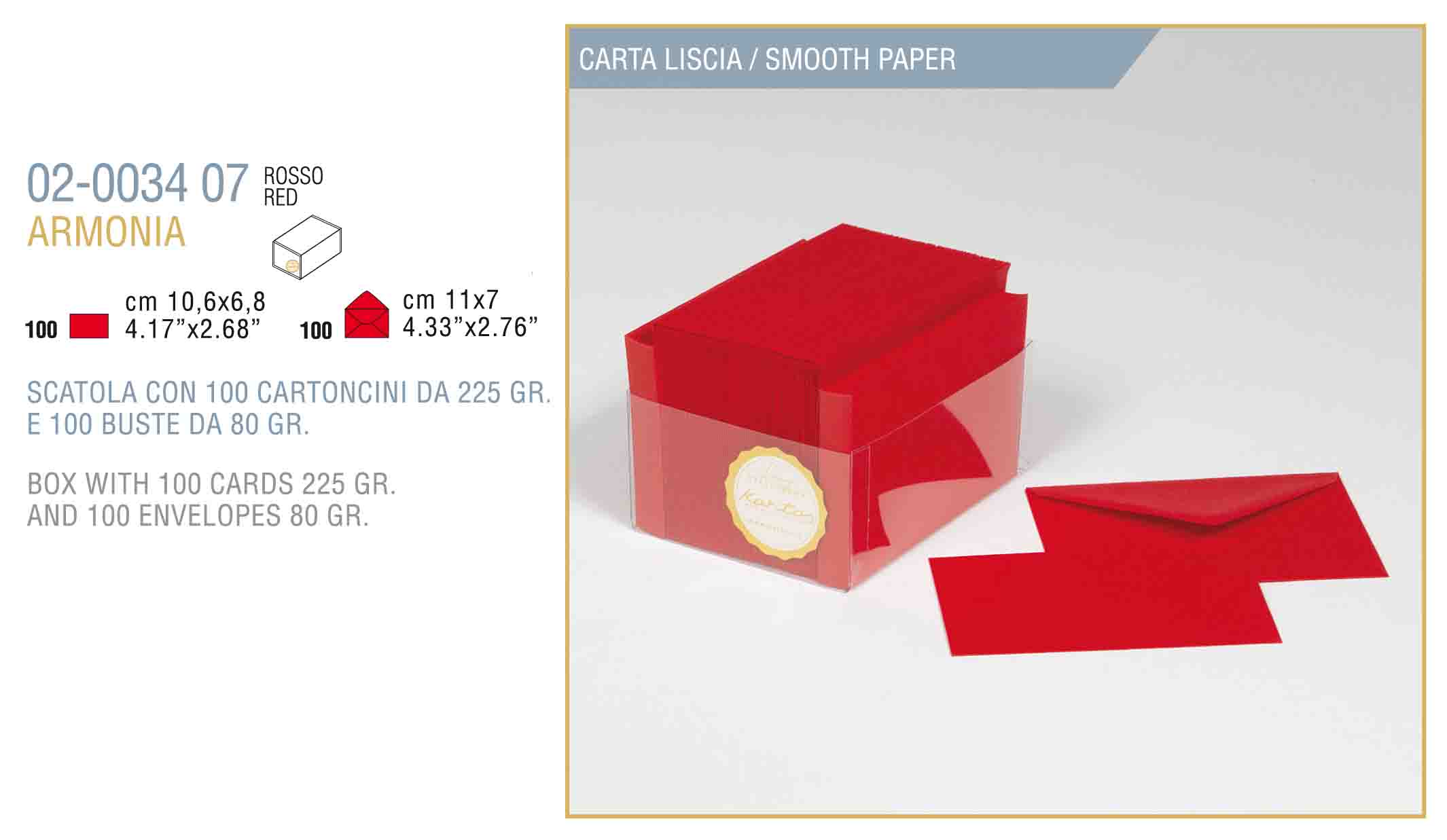 Opalina Kartos F.TO 4 Rossa (7X11) Biglietto e Busta 100/100pz