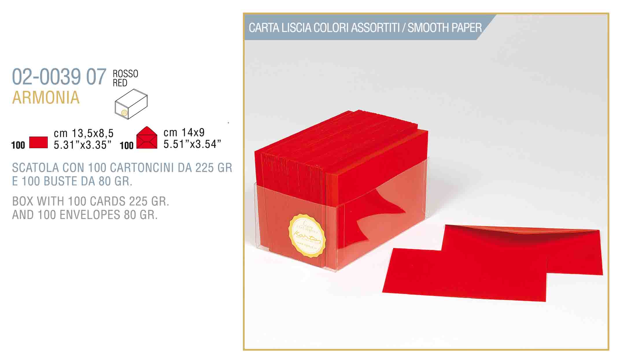 Opalina Kartos F.TO 9 Rossa (9X14) Biglietto e Busta 100/100pz Opalina Kartos F.TO 9 Rossa (9X14) Biglietto e Busta 100/100pz