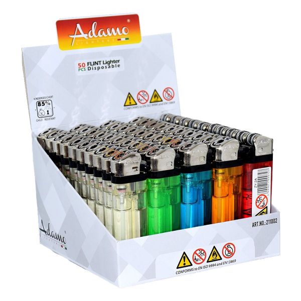 Accendino Adamo Trasparente a Pietrina x 50pz Accendino Adamo Trasparente a Pietrina x 50pz