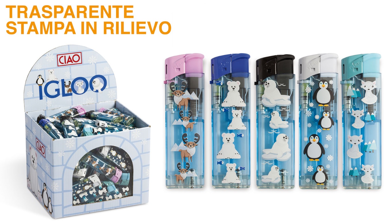 Accendino Ciao Piezo Large Igloo x 100pz