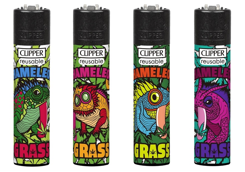 Accendino Clipper Large Chameleon Grass x 48pz