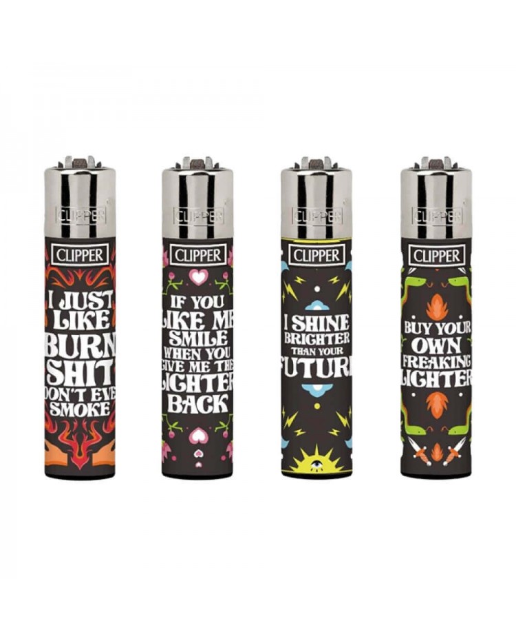 Accendino Clipper Large Fire Words x 48pz