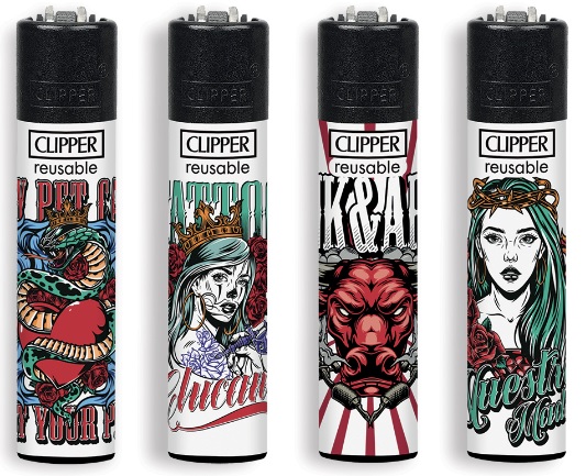 Accendino Clipper Large Hard Tattoo 2 x 48pz