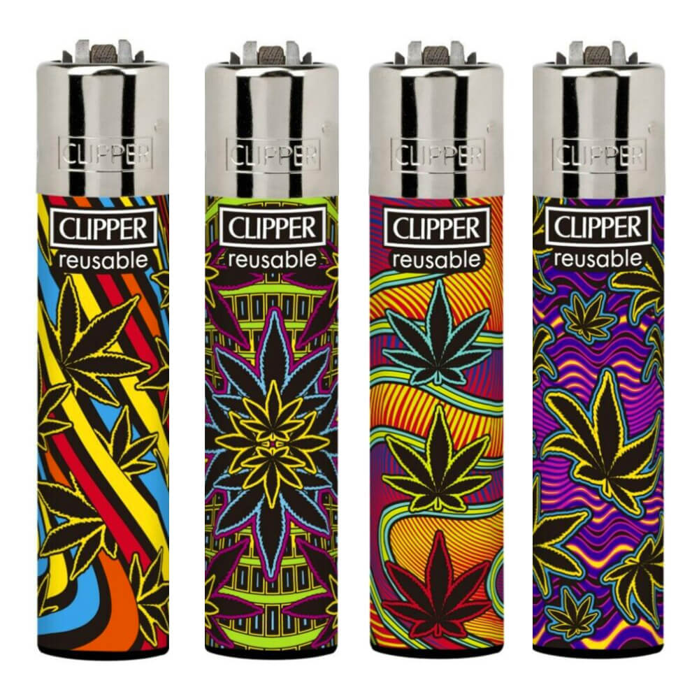 Accendino Clipper Large Neon Leaves 6 x 48pz Accendino Clipper Large Neon Leaves 6 x 48pz