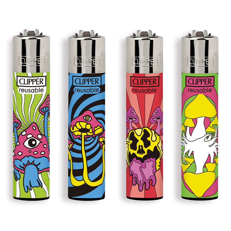 Accendino Clipper Large Neon Shrooms x 48pz Accendino Clipper Large Neon Shrooms x 48pz