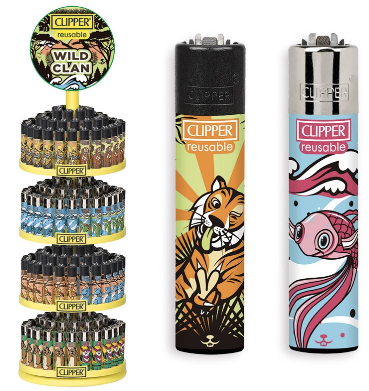 Accendino Clipper Large Wild Clan Expo Girevole x 192pz