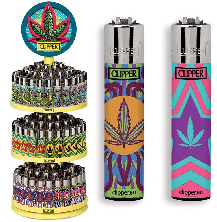 Accendino Clipper Large Color Weed I Expo Girevole x 144pz Accendino Clipper Large Color Weed I Expo Girevole x 144pz