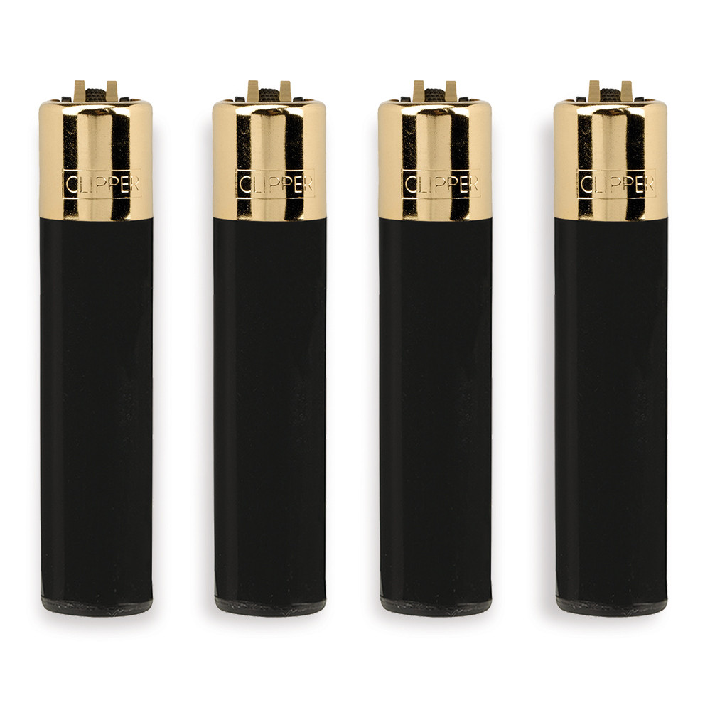 Accendino Clipper Large Black con Gold Cap x 48pz