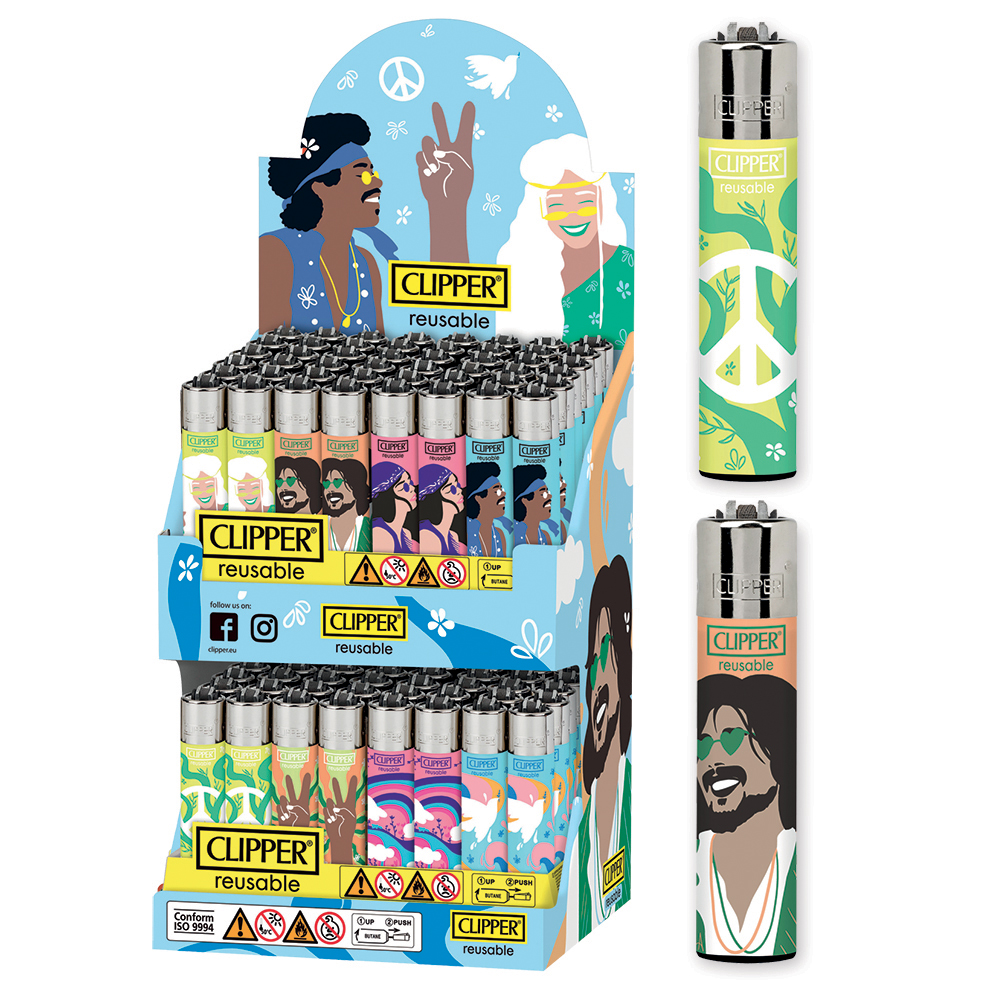 Accendino Clipper Large Combo Hippie Peace 4 Expo x 96pz