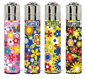 Accendino Clipper Large Flowers 12 x 48pz + Gas Clipper Omaggio