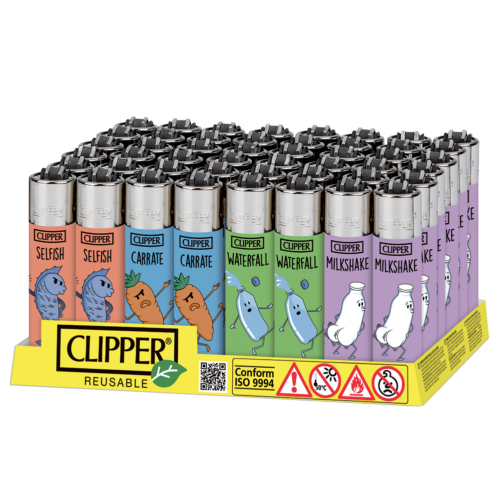 Accendino Clipper Large Funny Humor x 48pz