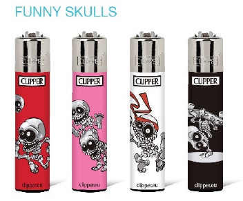 Accendino Clipper Large Funny Skulls x 48pz