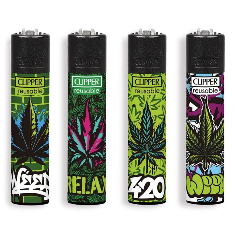 Accendino Clipper Large Graf Weed x 48pz