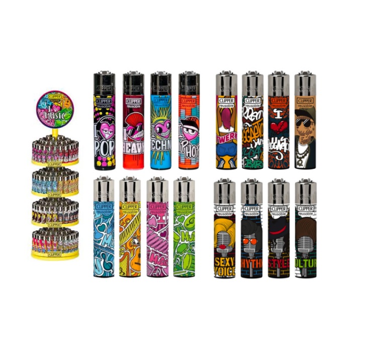 Accendino Clipper Large I Love Music Expo Girevole x 192pz