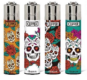 Accendino Clipper Large Mexican Skulls 2 x 48pz + Gas Omaggio