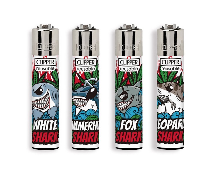 Accendino Clipper Large Shark Weed x 48pz