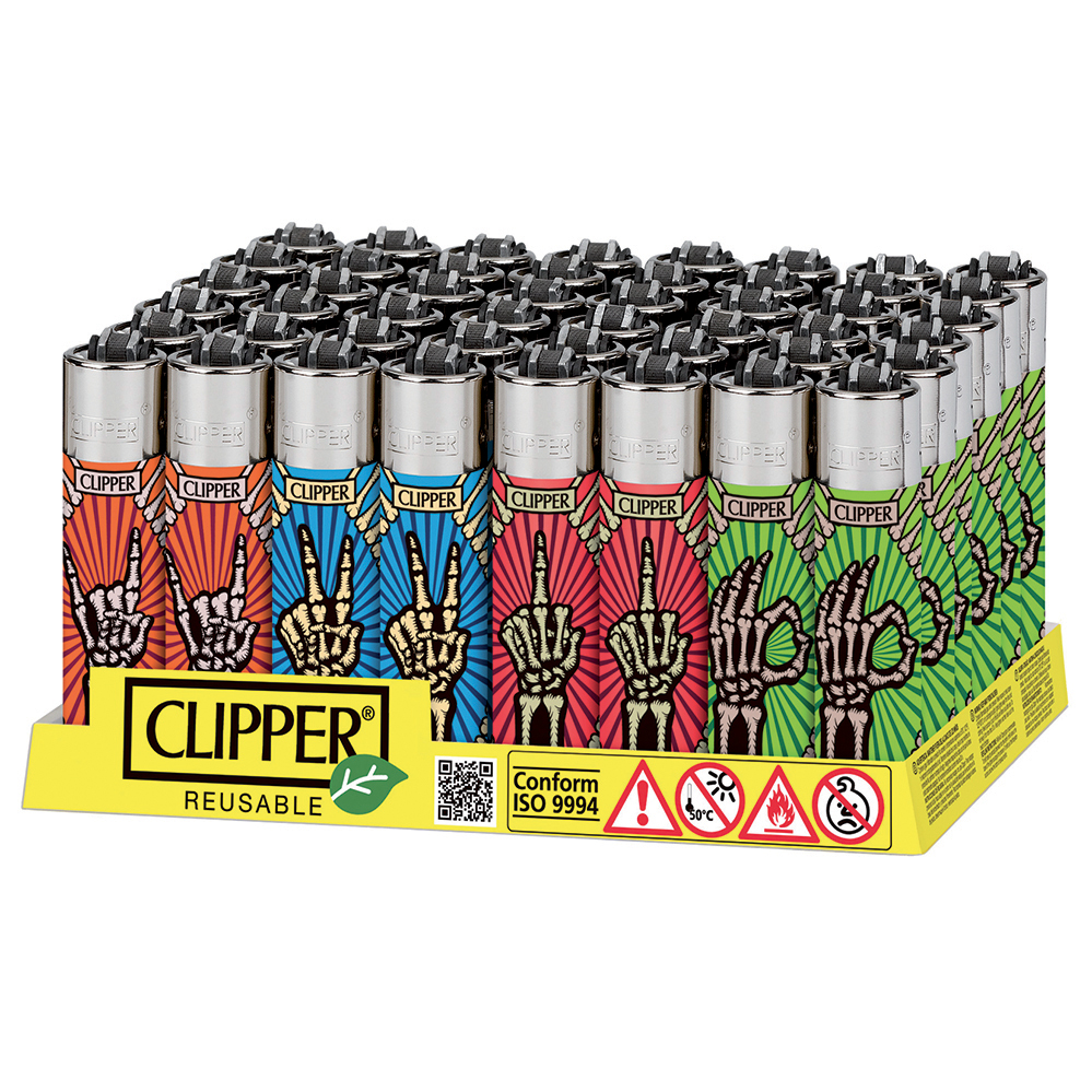 Accendino Clipper Large Skeleton Fingers x 48pz