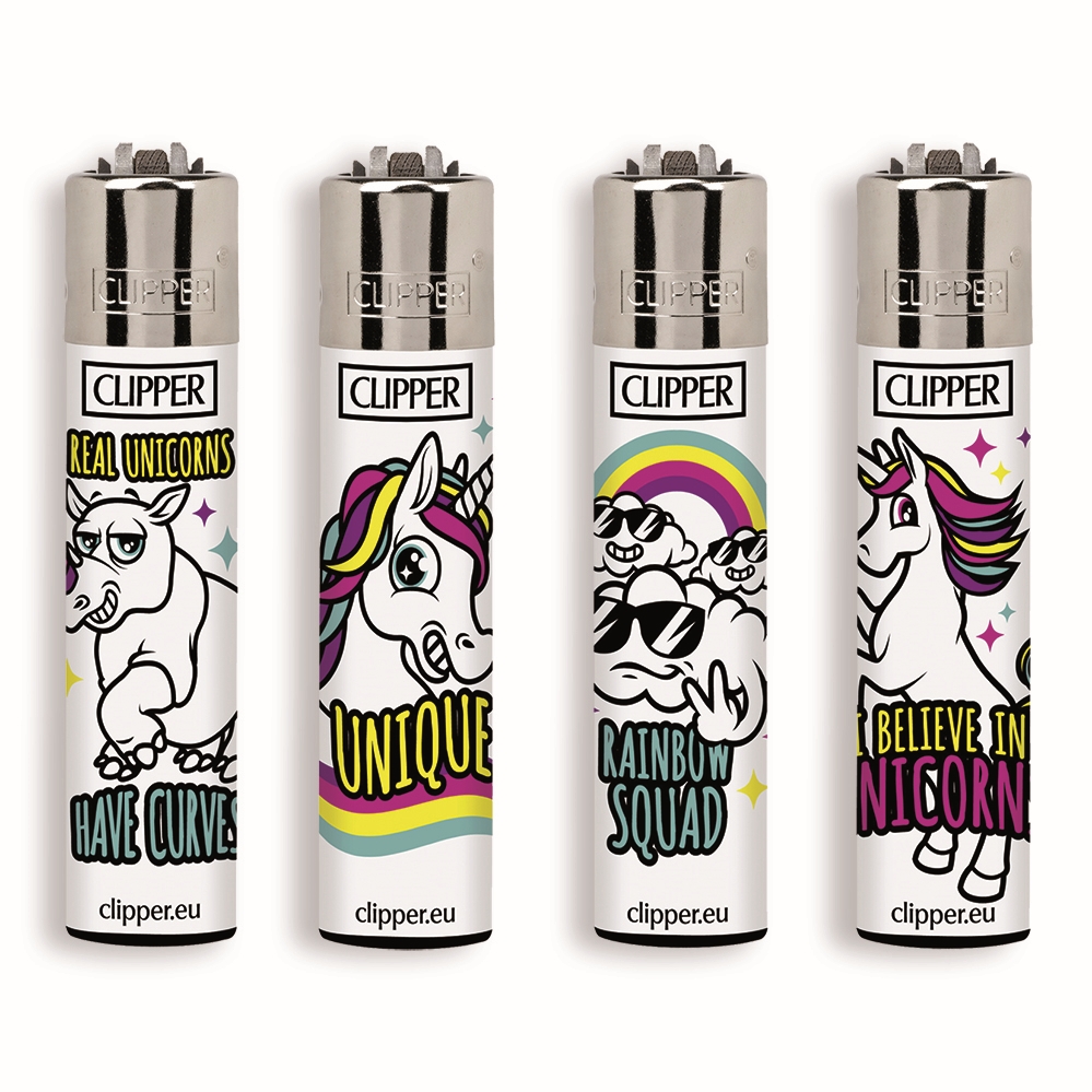 Accendino Clipper Large Unicorn Rainbow J x 48pz