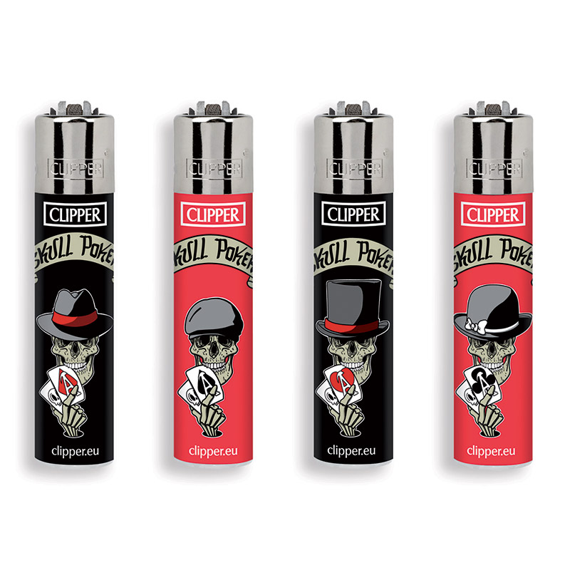 Accendino Clipper Micro Skulls & Poker x 48pz