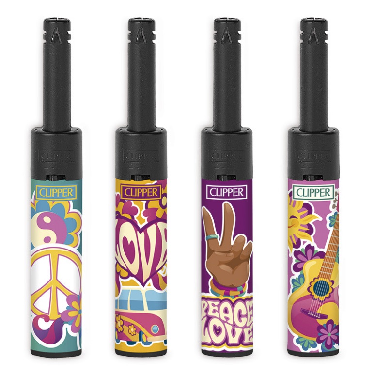 Accendigas Candele Clipper Minitube Hippie Love 4 x 24pz Accendigas Candele Clipper Minitube Hippie Love 4 x 24pz