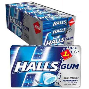 Chewingum Halls Gum Ice Rush Peppermint Flavour Sugar Free x16pz - Clicca l'immagine per chiudere