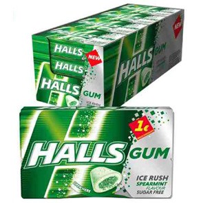 Chewingum Halls Gum Ice Rush Spearmint Flavour Sugar Free x 16pz Chewingum Halls Gum Ice Rush Spearmint Flavour Sugar Free x 16pz