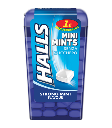 Caramelle Halls Mini Mints Strong Mint Flavour Sugar Free x 12pz