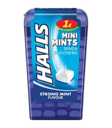 Caramelle Halls Mini Mints Strong Mint Flavour Sugar Free x 12pz - Clicca l'immagine per chiudere