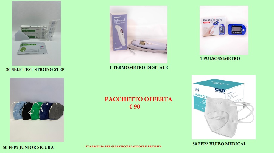 Mascherine FFP2 + FFP2 Junior + Termometro Scanner + Saturimetro - Clicca l'immagine per chiudere