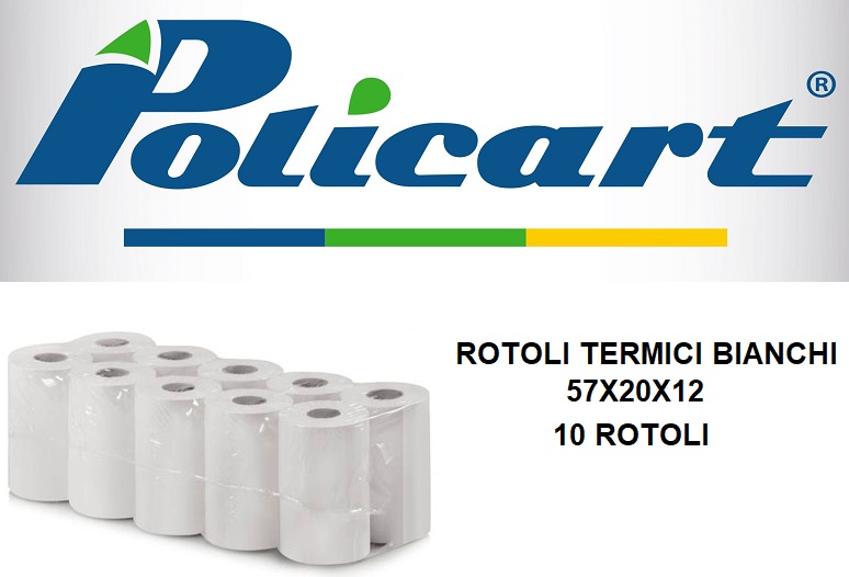 Policart Rotoli Termici Bianchi 57x20x12 - 10pz Policart Rotoli Termici Bianchi 57x20x12 - 10pz