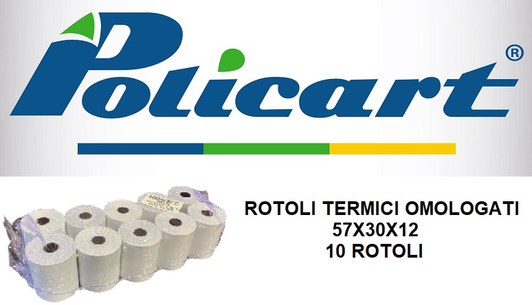 Policart Rotoli Termici Omologati 57x30x12 - 10pz Policart Rotoli Termici Omologati 57x30x12 - 10pz